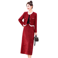 【羽绒内胆】2025新款时尚毛呢小香风加厚两件套套裙女羽绒服，女装套装/套裙，尚洛菲