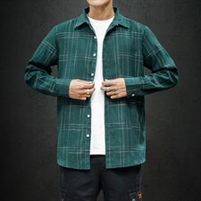 秋季男士宽松个性线条潮衬衫青少年日系大码潮男寸衣CS335-P35，男装衬衫，电商A128