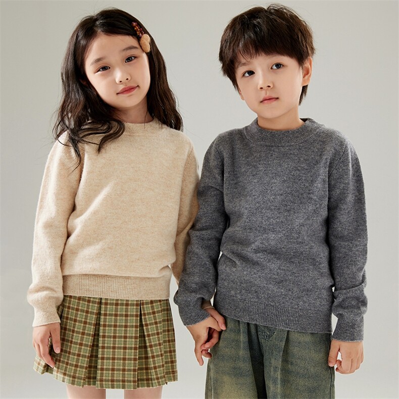 专注高端儿童羊毛衫男女儿童纯色套头针织毛衣宝宝秋冬打底上衣，童装毛衣，初丹羊绒童装
