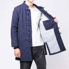9005^冬季中式棉袄风棉服中长款男士立领休闲加厚棉服外套，男装棉衣，钱塘777(原3023)