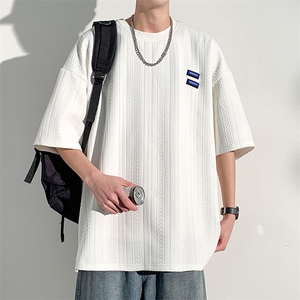 特批P30无差价夏季美式潮牌潮流小众贴标肌理感运动半袖T恤T2038图片