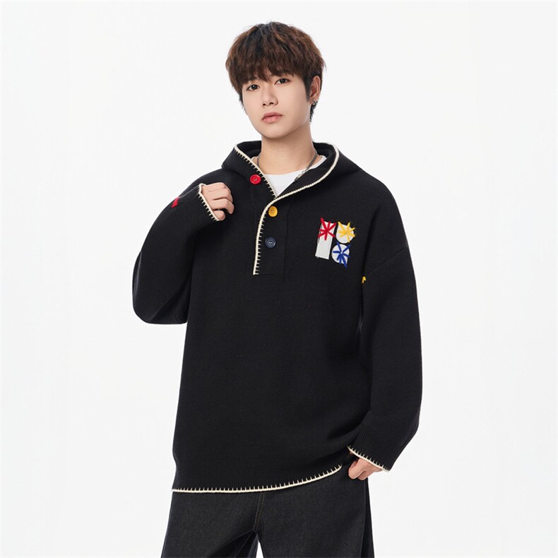 25756-P78秋季时尚连帽毛衣外套男士针织衫卡通内搭打底衫，男装T恤，电商D310B