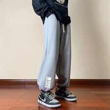 华夫格运动裤男大码抽绳休闲裤卫裤HK78045-P35加绒款P45，男装休闲裤，电商A040