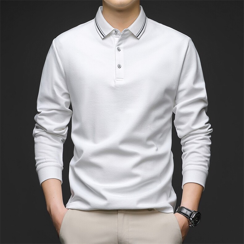 polo衫男士宽松休闲长袖翻领t恤秋季修身新款时尚潮流体恤上衣服,男装T恤,电商B212（原钱塘6029）