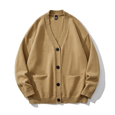 日系复古慵懒风V领针织衫外套情侣休闲百搭毛衣潮HY415TP65控88，男装针织衫/毛衣，电商A140（原A102B-1）