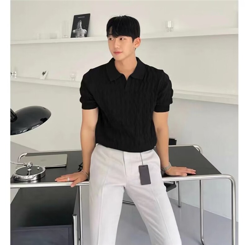 夏季新款拉链青春流行休闲冰丝T恤针织衫WB07P42,男装T恤,星座1116-2