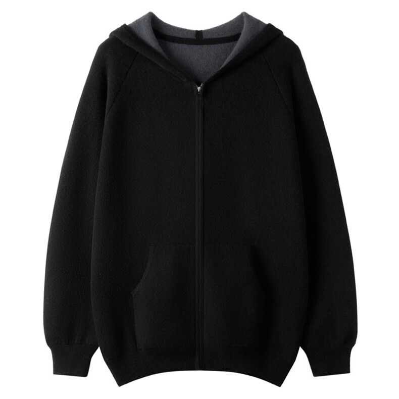 高品质男士羊绒开衫秋冬保暖加厚连帽拉链外套时尚百搭休闲毛衣男装，男装羊绒开衫，晨晟羊绒