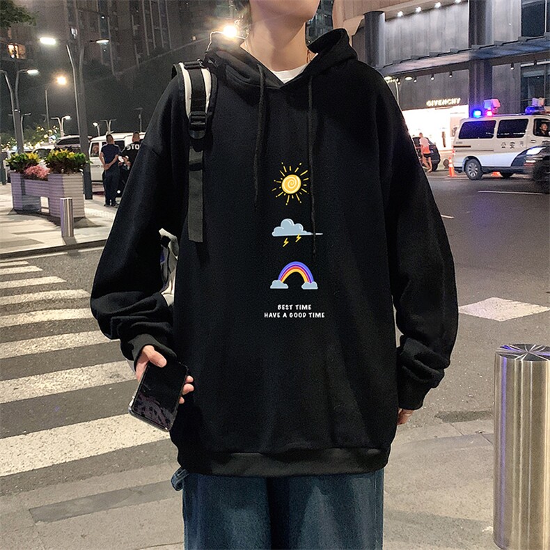 WY2141-P35加绒款-P40纯棉连帽卫衣男大码运动帽衫宽松薄外套男,男装卫衣,电商A040