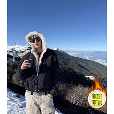 现货高品质美式高街冬季重磅硬挺短款座山雕毛领棉衣男女加厚外套，男装棉衣，电商A486-1