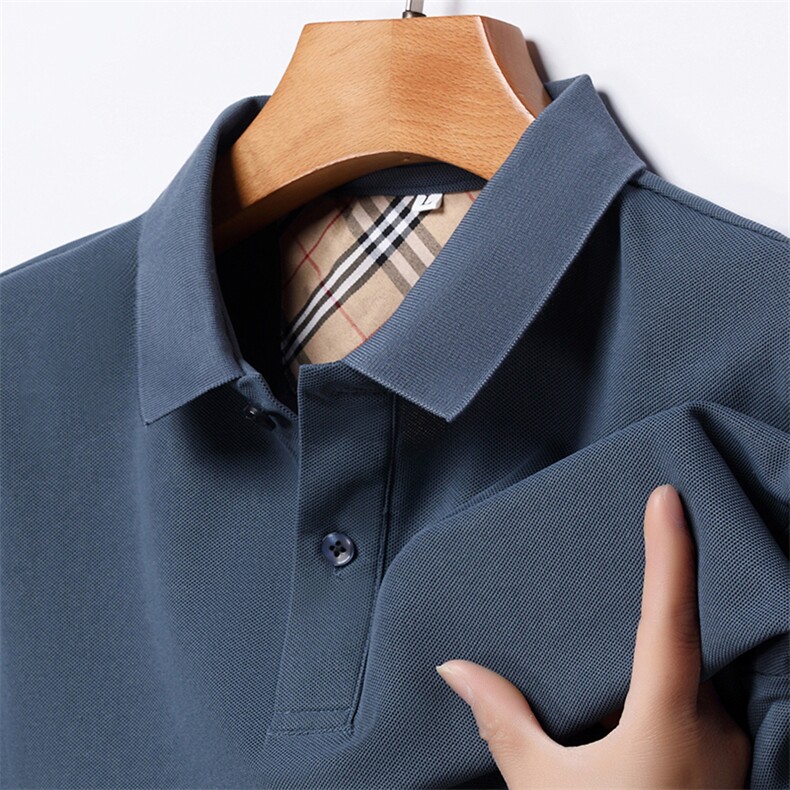 2024新款春夏季纯色翻领男士透气商务休闲短袖百搭时尚Polo衫，男装Polo衫，电商B212（原钱塘6029）