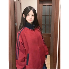 抖音得物高品质美式高街重磅结构设计拼接织带立领卫衣外套CM42，女装短外套，电商A486-1