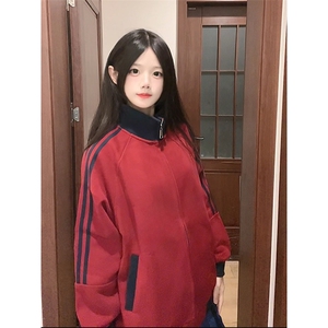 抖音得物高品质 美式高街重磅结构设计拼接织带立领卫衣外套 CM42图片