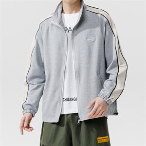 2021春季新无影墙日系大码男条纹拼接休闲开衫运动卫衣W5008-P50图片