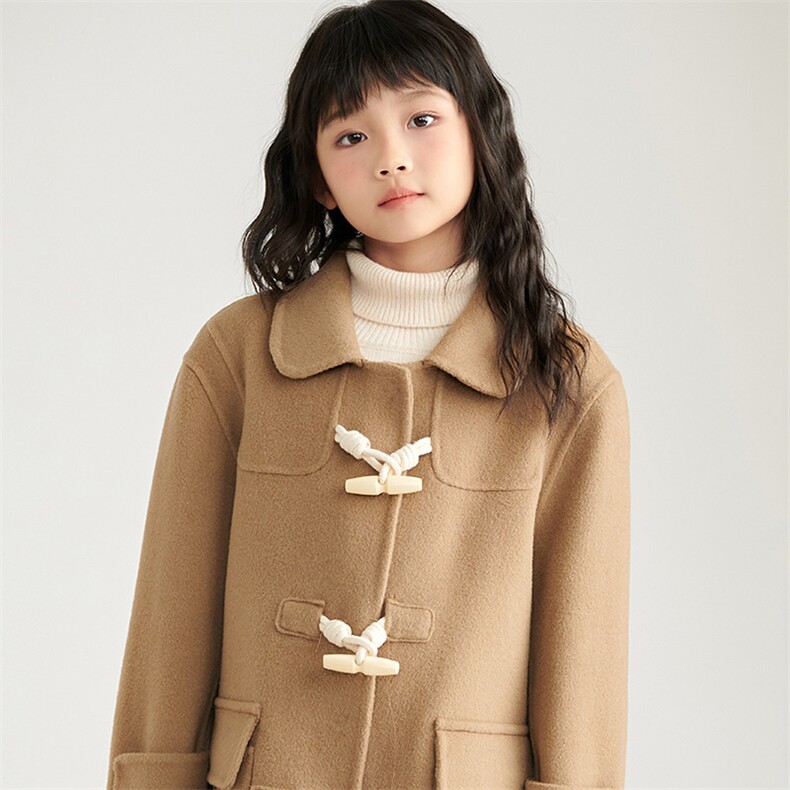 高品质儿童羊毛大衣秋冬保暖时尚外套中长款女童毛呢大衣,童装外套,鑫贝羊绒