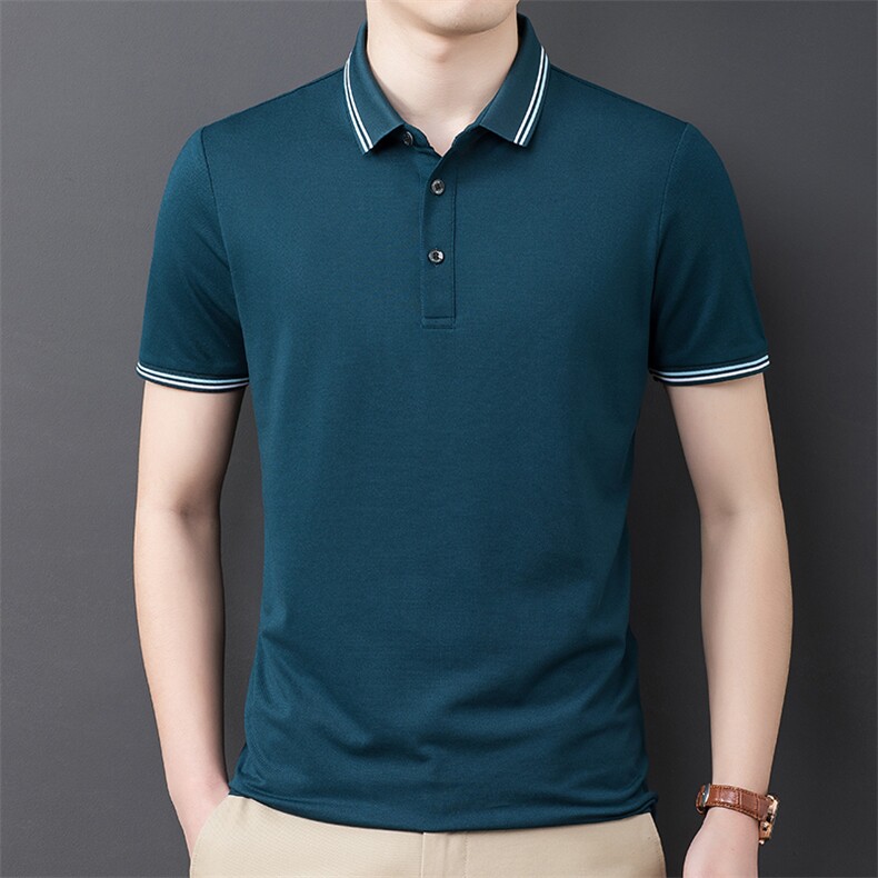 短袖T恤男翻领纯色上衣服夏季中青年男士休闲百搭半袖POLO衫潮流,男装T恤,电商B212（原钱塘6029）