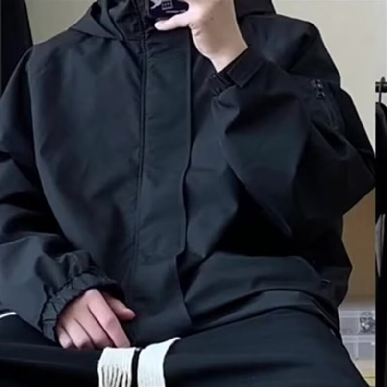 青春流行纯色宽松型外穿潮秋季拉链男气质新款潮流长袖连帽夹克,男装夹克,星座506A