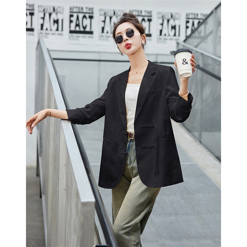 杏色新中式小西装外套女短款2024春季新款设计感小众西服上衣,女装西装,岚衣(原川流布茜）