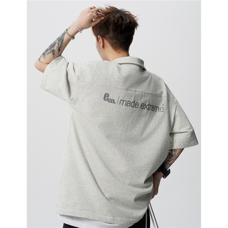 美式半拉链金属扣POLO衫男夏季高街翻领潮牌短袖情侣上衣D417P48，男装Polo衫，电商A335-1（原A458）