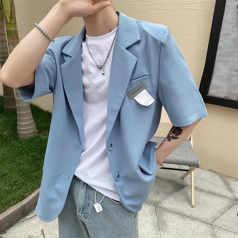 社会风宽松纯色贴标休闲西装夹克潮男B297-7711-P75控105,男装夹克,电商B297