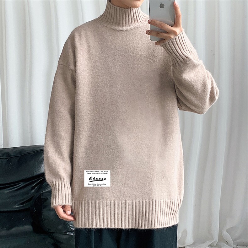 M18062-P45加绒款-P65半高领毛衣男士大码针织衫男毛线衣男,男装针织衫/毛衣,电商A040