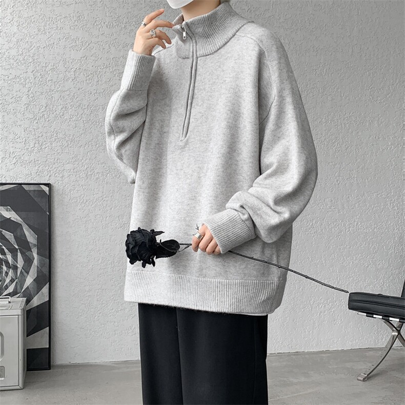 8XL-M复古半拉链立领毛衣男大码宽松针织线衫上衣外套MY1507/P75,男装针织衫/毛衣,电商B238