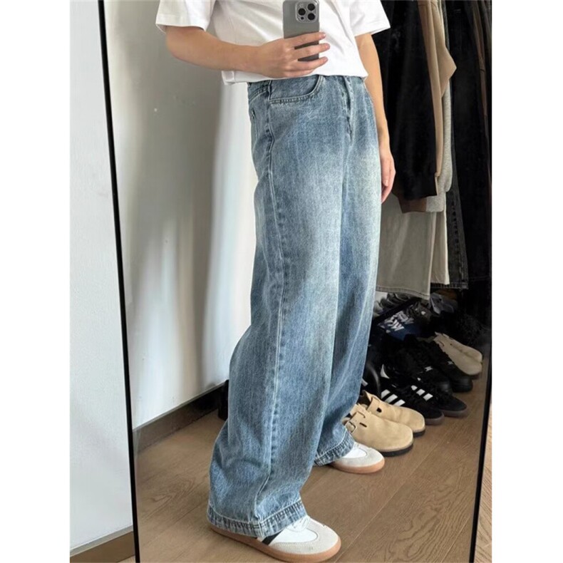 美式水洗阔腿牛仔裤男新款高街潮牌vibe直筒宽松休闲裤子LN31-p47,男装牛仔裤,星座1008