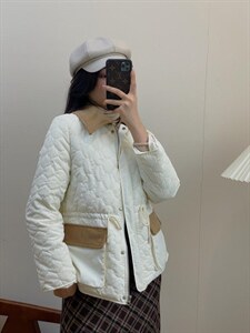 独屿 灯芯绒拼接羽绒服 90白鸭绒 现货图片