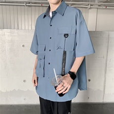 古巴领vintage短袖花衬衫男情侣古着复古宽松沙滩衬衣，男装衬衫，星座716-4