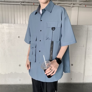 古巴领vintage短袖花衬衫男情侣古着复古宽松沙滩衬衣图片