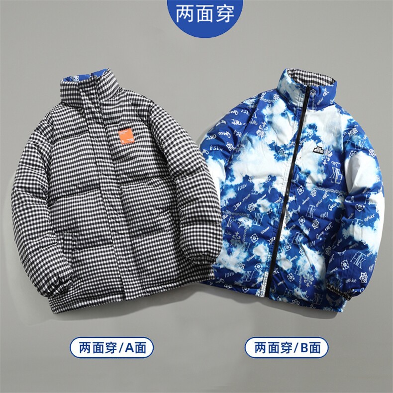 2023格子双面穿中性棉衣男女立领棉服棉袄外套3327-P100控148,男装棉衣,星座207