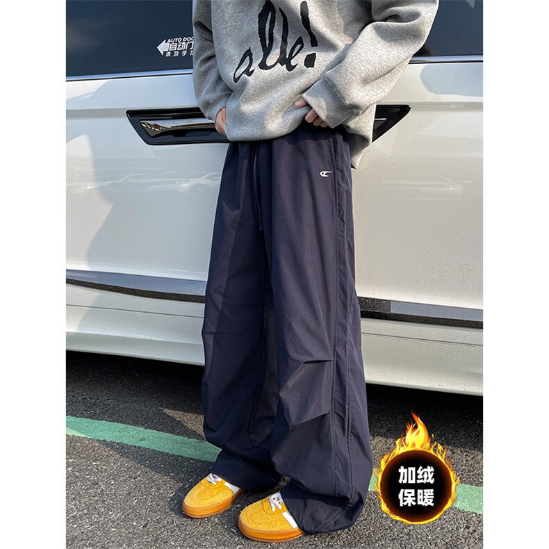 K858-加绒P65常规P45男宽松直筒休闲裤加绒加厚百搭休闲阔腿裤,男装休闲裤,电商B327