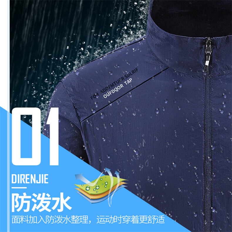 夏季2025男士防晒衣超薄透气立领防紫外线外套钓鱼防晒服男皮肤衣,男装防晒衣,电商B212（原钱塘6029）