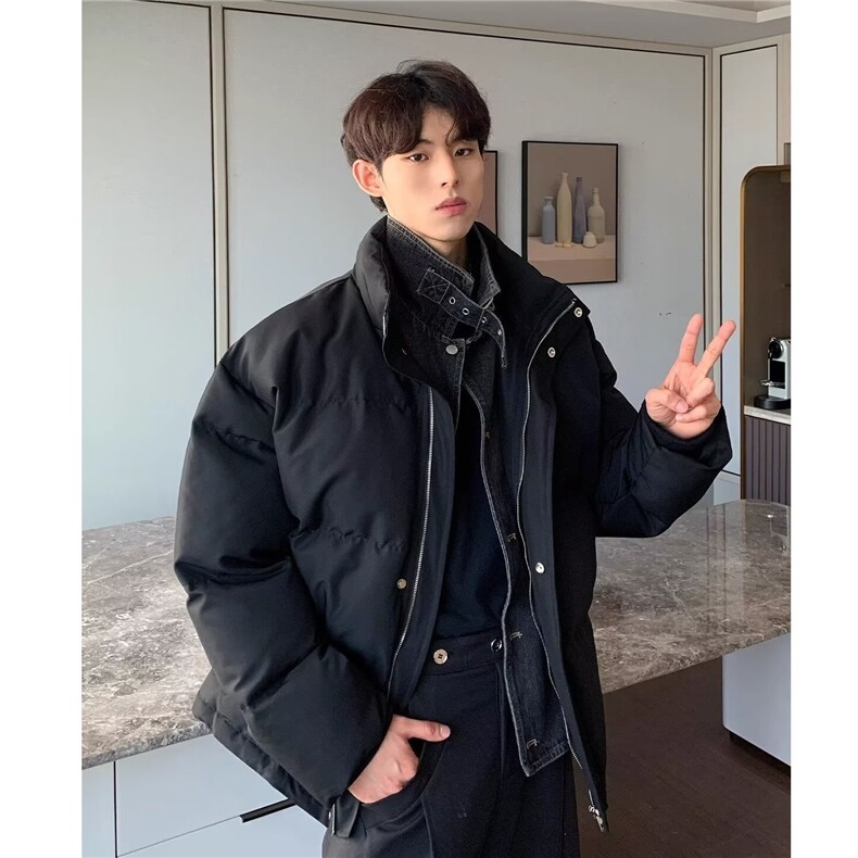 【有货】DW263-P108牛仔拼接羽绒棉服男款冬季假两件棉衣宽松外套图片