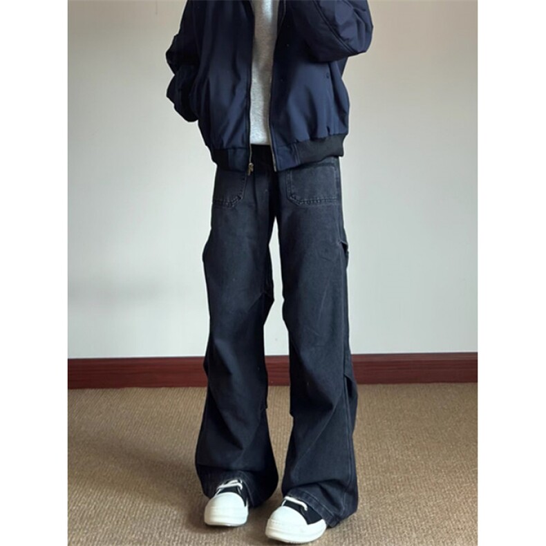 牛仔裤美式工装裤男女宽松直筒拖地休闲日系长裤NC655,男装牛仔裤,星座1116A（原606A-3）