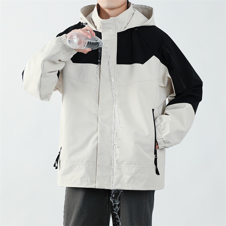 春秋新款男士拼接宽松工装连帽夹克防风防水冲锋衣JK8301-P72,男装夹克,电商B306