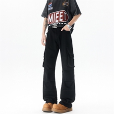 牛仔工装裤男190cm115高个子加长微喇裤修身显瘦伞兵裤KZ040P65，男装工装外套，电商B312