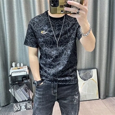 全身印花短袖t恤男2025新款男士衣服纯棉修身半袖体恤衫棉t上衣潮，男装T恤，电商B212（原钱塘6029）