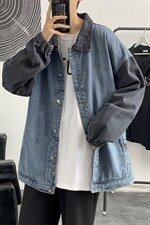 秋季青少年拼接牛仔外套男士街头休闲工装夹克A161-2-JK8861-P55-，男装夹克，电商A161-2
