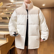 冬季加厚立领棉衣男潮流拼接宽松棉服皮棉袄青年A266-P00-P80，男装棉衣，电商A266