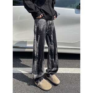 美式高街vibe小众扎染直筒牛仔裤货号K668P60图片