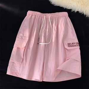 春夏新款多巴胺口袋刺绣短裤宽松大码 M~4XL XZ604-DK213-P35控48图片