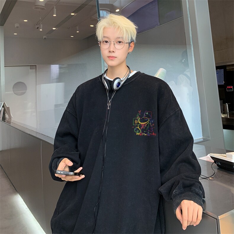 美式潮牌重磅水洗做旧圆领卫衣力推大码男XZ517A-2-Y7740-P58,男装卫衣,星座517A-2