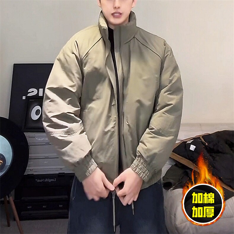 现货美式高街休闲棉衣夹克三防立领纯色户外工装加厚棉服外套,男装夹克,电商A486