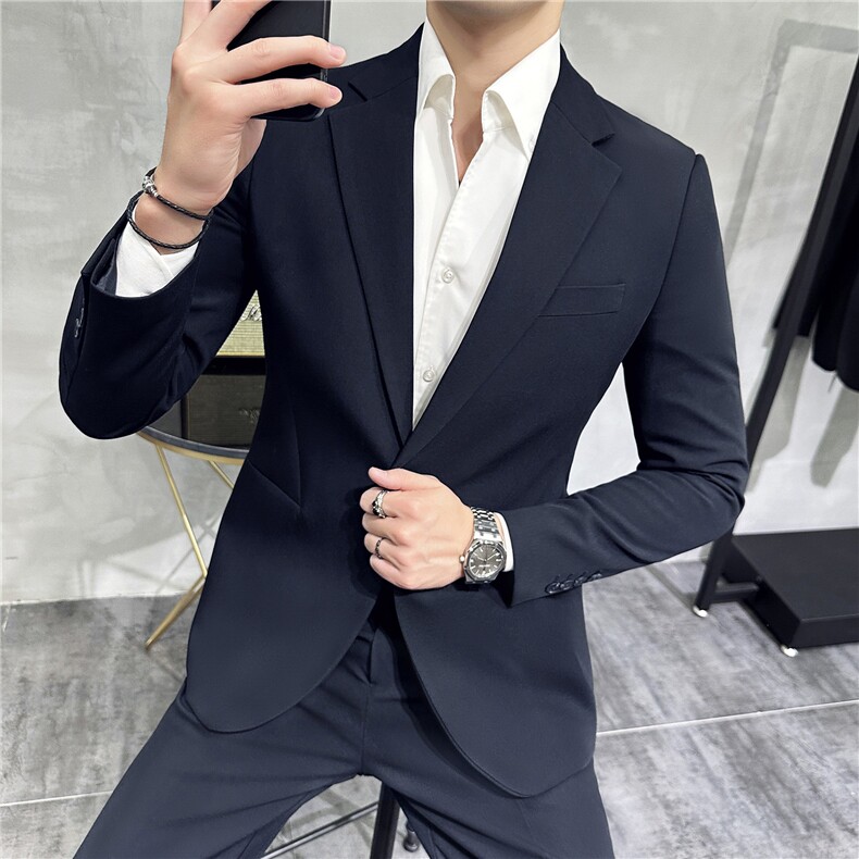 2026新款春秋商务正装修身西服套装男士休闲西装两件套8660-P240，男装西服套装，电商A355（原A415）