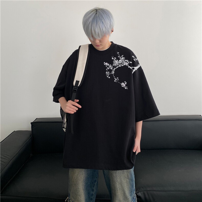 抖音品质直播得物风新中式印花短袖T恤dcm295-特批20控38,男装T恤,星座605(原A050)