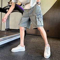 工装牛仔短裤男士夏季薄款潮牌男生宽松五分裤子男款，男装牛仔裤，电商C208