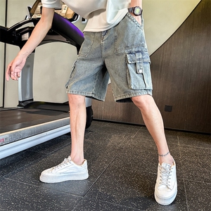 工装牛仔短裤男士夏季薄款潮牌男生宽松五分裤子男款图片