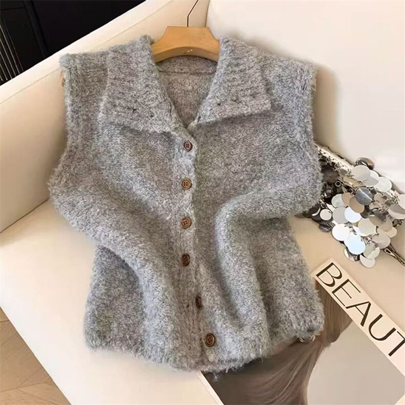 2025年秋季时尚百搭通勤简约休闲开衫马甲，女装马甲，萱芳婷羊绒