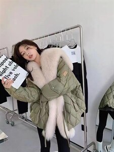 菱格大毛领羽绒外套,其它,维多利亚