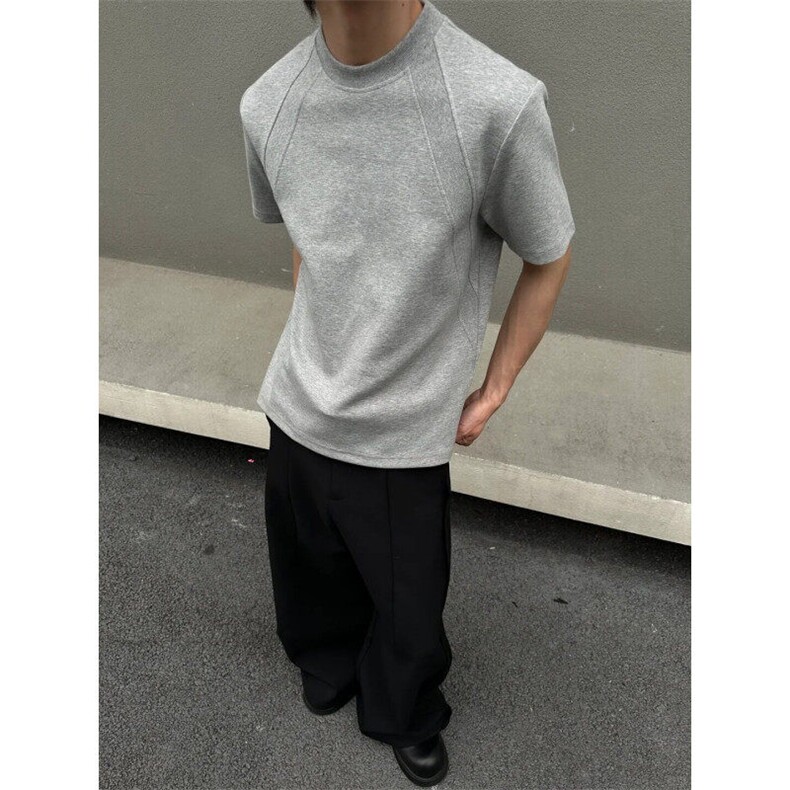 【有货】T679LL-特P38Boxy版型空气层拼接短袖T恤男女,男装T恤,星座1007（原301D）